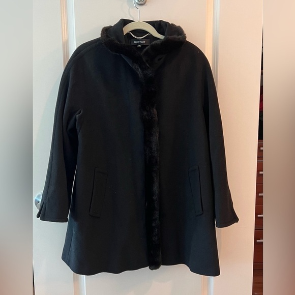 Ellen Tracy wool blend faux fur trim coat - Picture 6 of 16